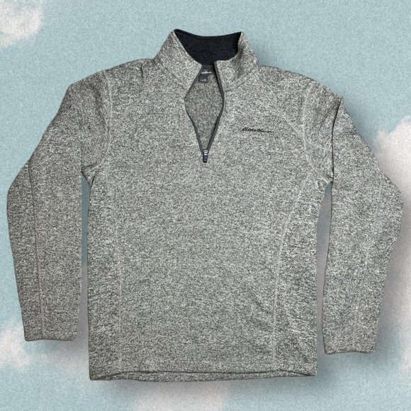 Eddie Bauer gray heather quarter zip sweatshirt - Picture 1 of 3